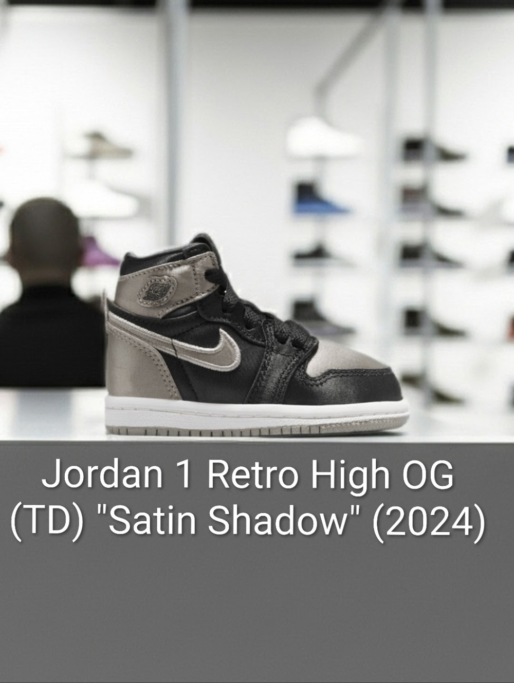 Jordan 1 Retro High OG (TD) "Satin Shadow" Kids 5c NEW W/OG BOX